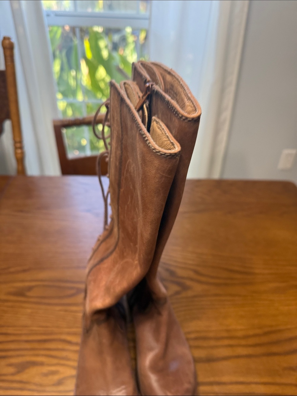 Sofft Cognac Lace-Up Heeled Leather Boots